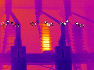 Termografía de puntos calientes en equipo eléctrico